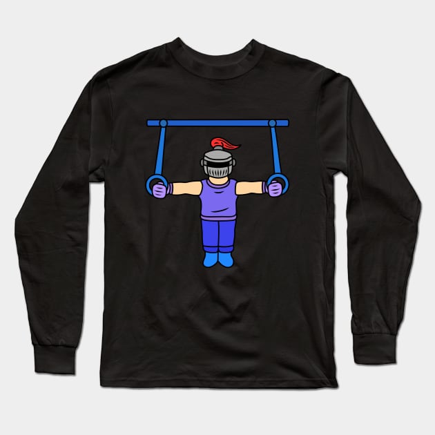 Funny cartoon knight gymnastic Long Sleeve T-Shirt by Andrew Hau